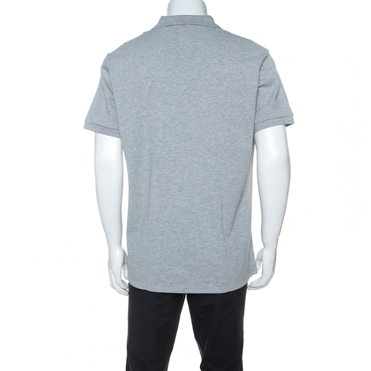 Pre Owned Burberry Melange Grey Cotton Pique Polo T-shirt XL