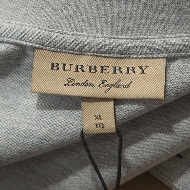 Pre Owned Burberry Melange Grey Cotton Pique Polo T-shirt XL