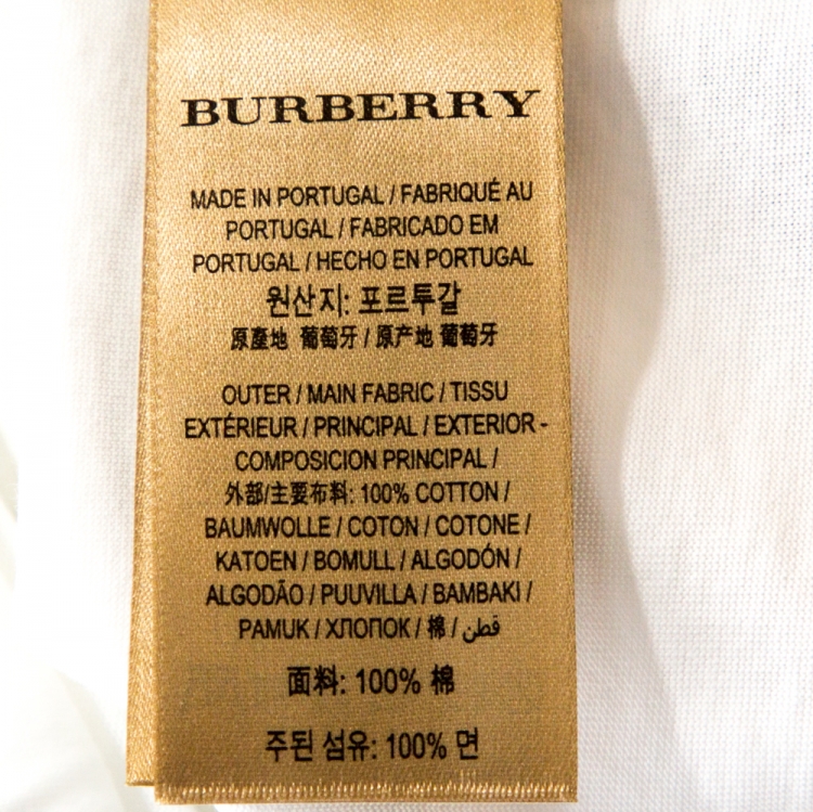 Pre Owned Burberry White Castle Printed & Embroidered Cotton T-Shirt M
