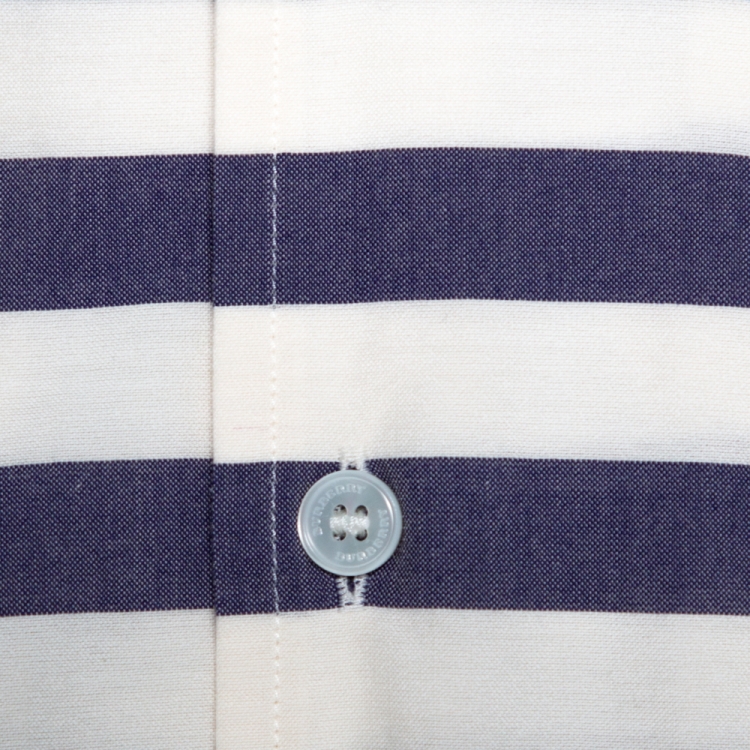 Pre Owned Burberry Blue & White Striped Cotton Harley Short Sleeve Shirt XXL