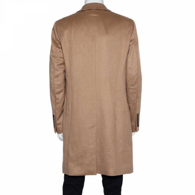 Pre Owned Burberry Camel Brown Cashmere Double Breasted Coat XXL