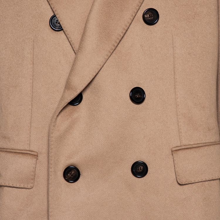Pre Owned Burberry Camel Brown Cashmere Double Breasted Coat XXL