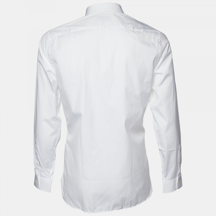 Pre Owned Burberry White Cotton Button Front Shirt M