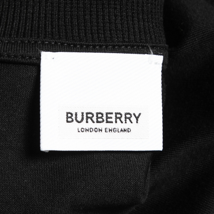 Pre Owned Burberry Black Cotton Logo Patch Detail Crew Neck T-Shirt L