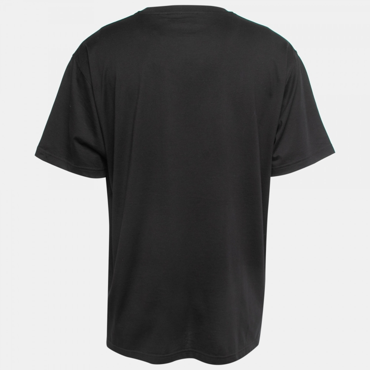 Pre Owned Burberry Black Cotton Logo Patch Detail Crew Neck T-Shirt L