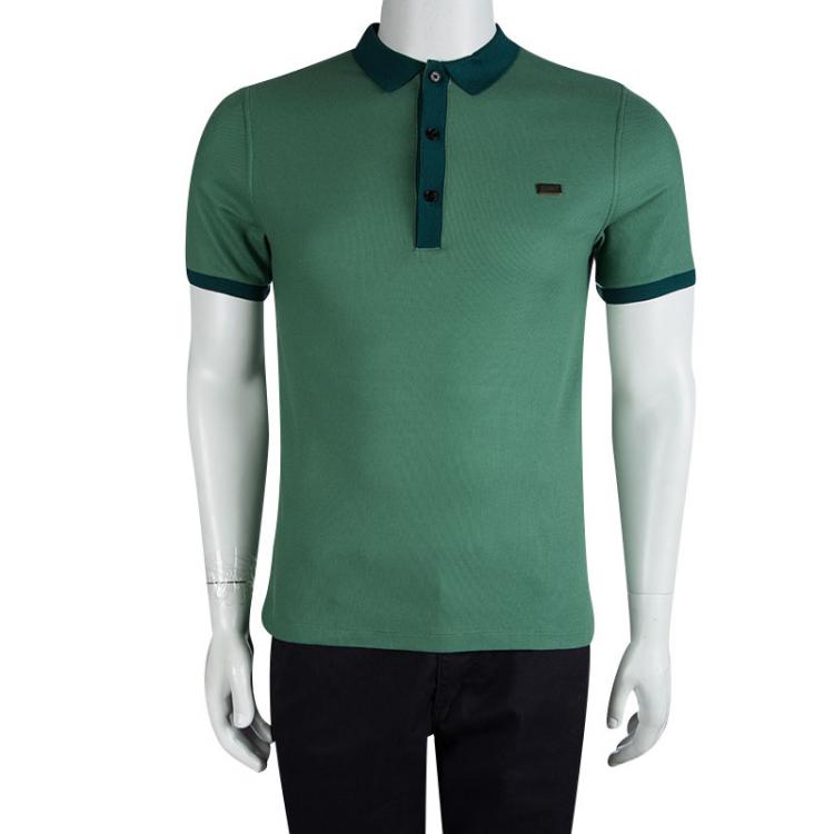 Pre Owned Burberry London Aqua Green Contrast Collar Polo T-Shirt S