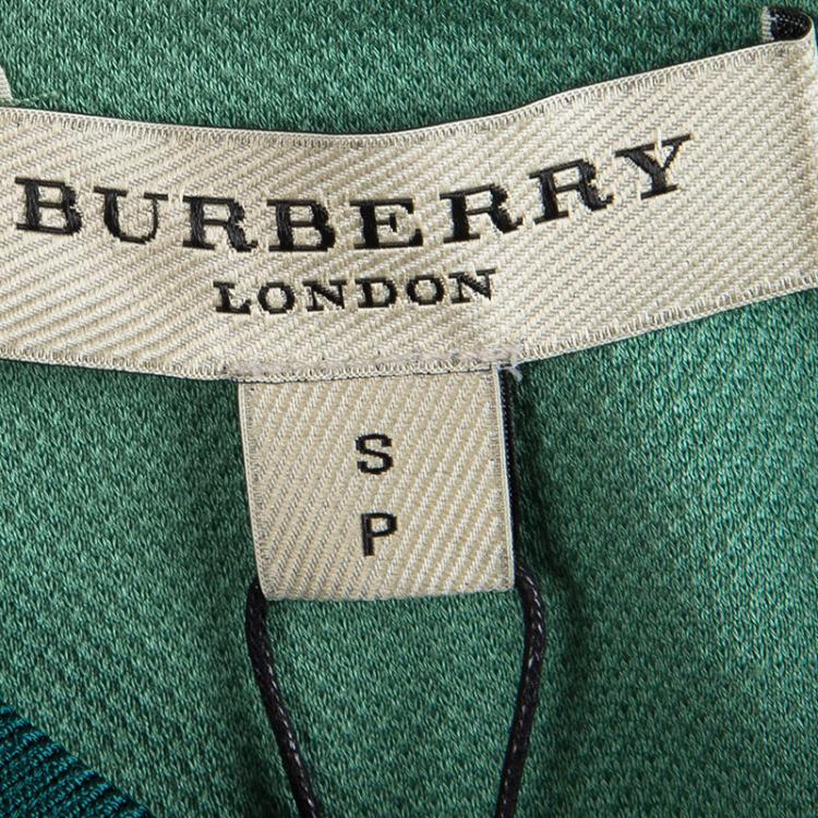 Pre Owned Burberry London Aqua Green Contrast Collar Polo T-Shirt S