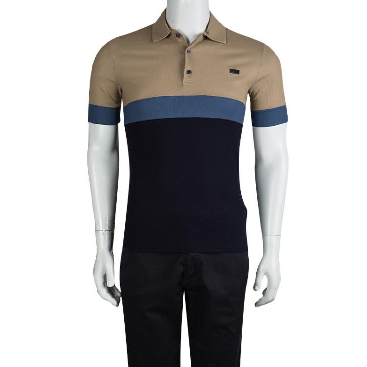 Pre Owned Burberry London Colorblock Honeycomb Knit Polo T-Shirt XS