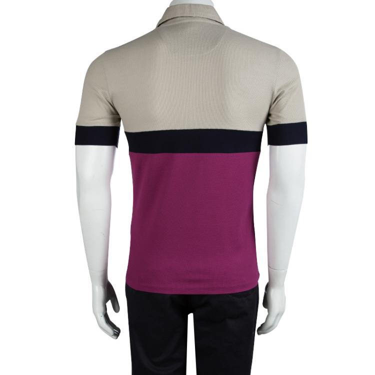 Pre Owned Burberry London Colorblock Honeycomb Knit Polo T-Shirt XS