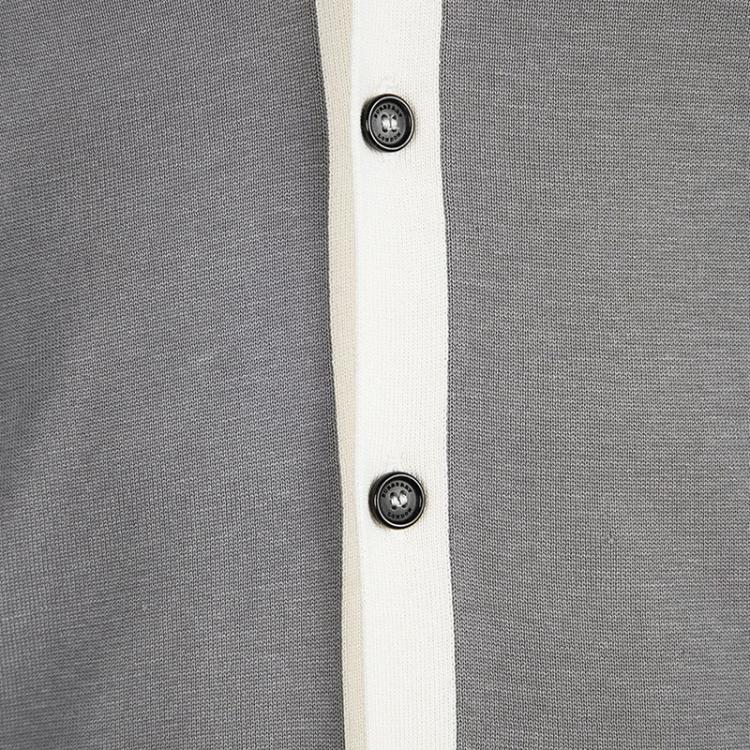 Pre Owned Burberry Grey Melange Knit Contrast Trim Button Front Cardigan L