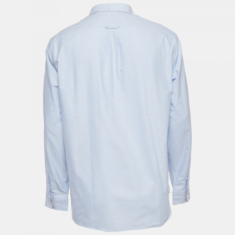 Pre Owned Burberry Blue Cotton Long Sleeve Button Front Shirt XL