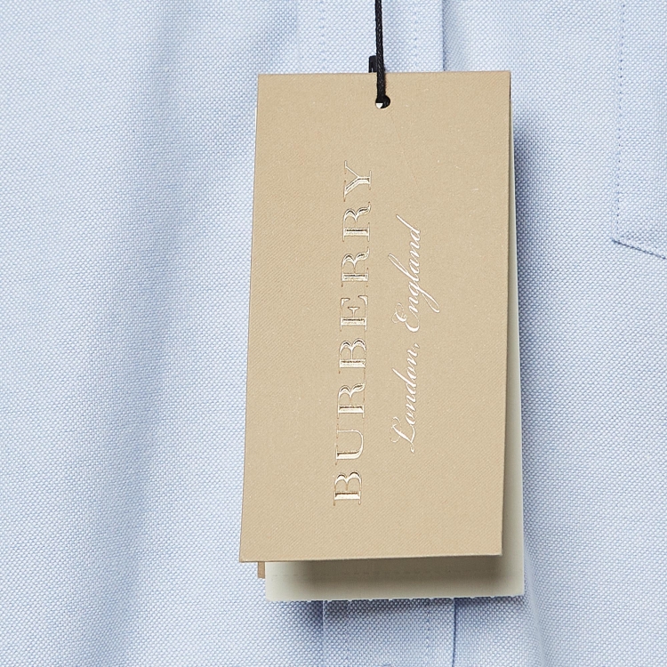 Pre Owned Burberry Blue Cotton Long Sleeve Button Front Shirt XL