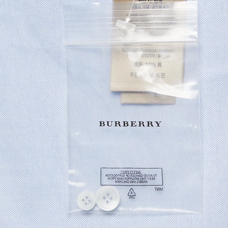 Pre Owned Burberry Blue Cotton Long Sleeve Button Front Shirt XL