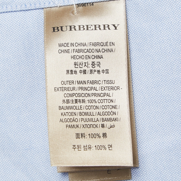 Pre Owned Burberry Blue Cotton Long Sleeve Button Front Shirt XL