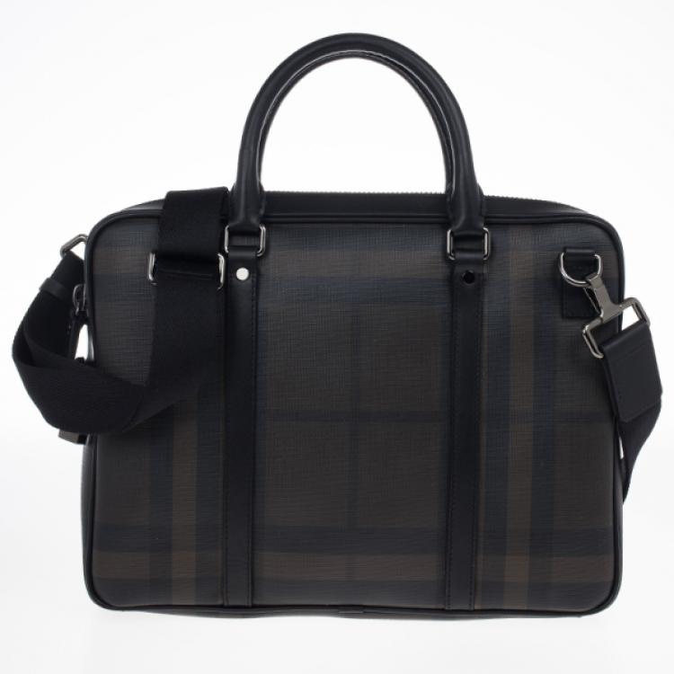 Pre Owned Burberry Smoked Check Newburg Briefcase