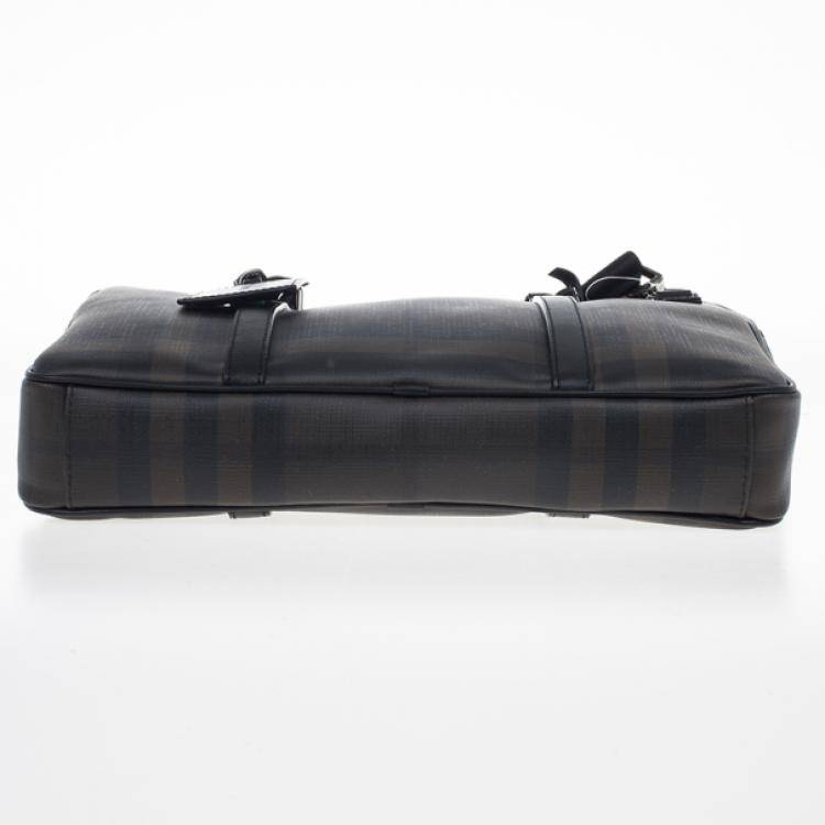 Pre Owned Burberry Smoked Check Newburg Briefcase