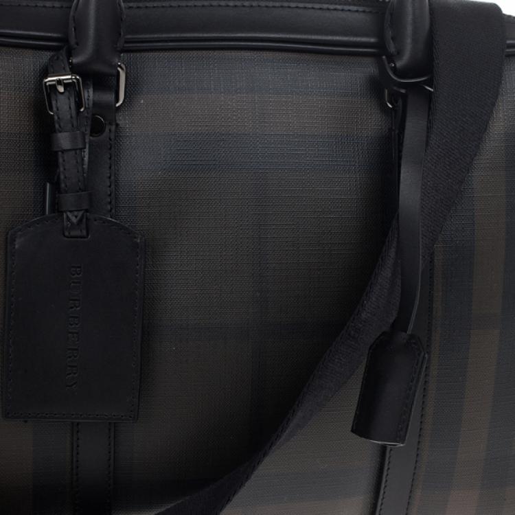 Pre Owned Burberry Smoked Check Newburg Briefcase