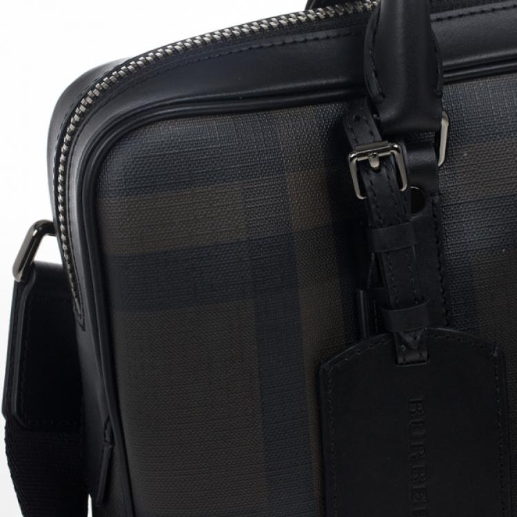 Pre Owned Burberry Smoked Check Newburg Briefcase