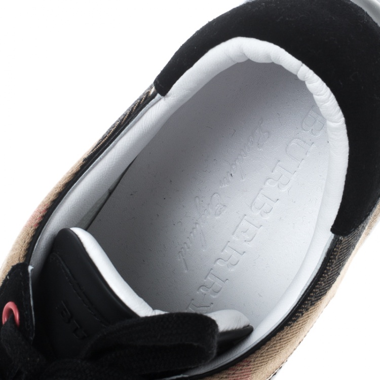 Pre Owned Burberry Black Leather and House Check Sneakers Size 43