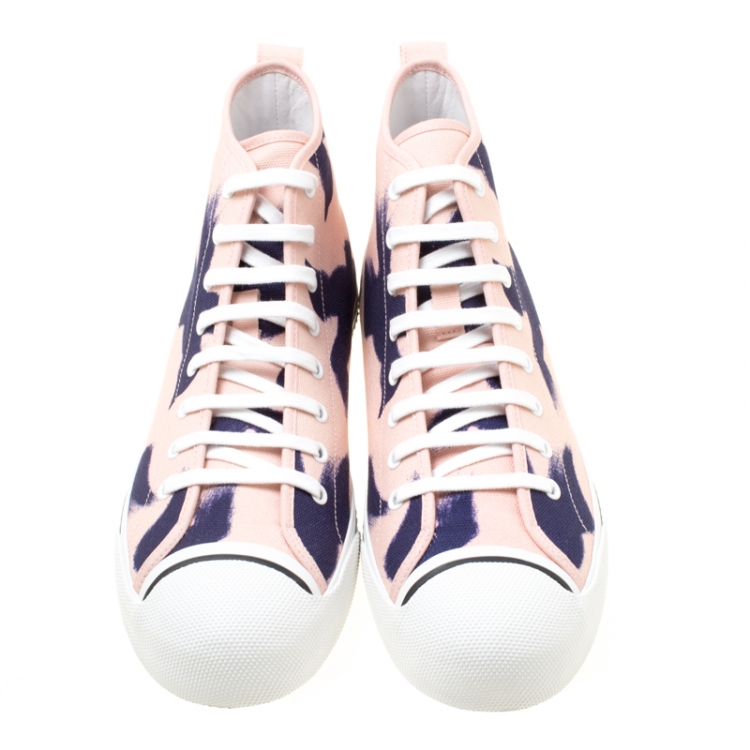 Pre Owned Burberry Pink Painted Bird Canvas Birdskingly High Top Sneakers Size 45