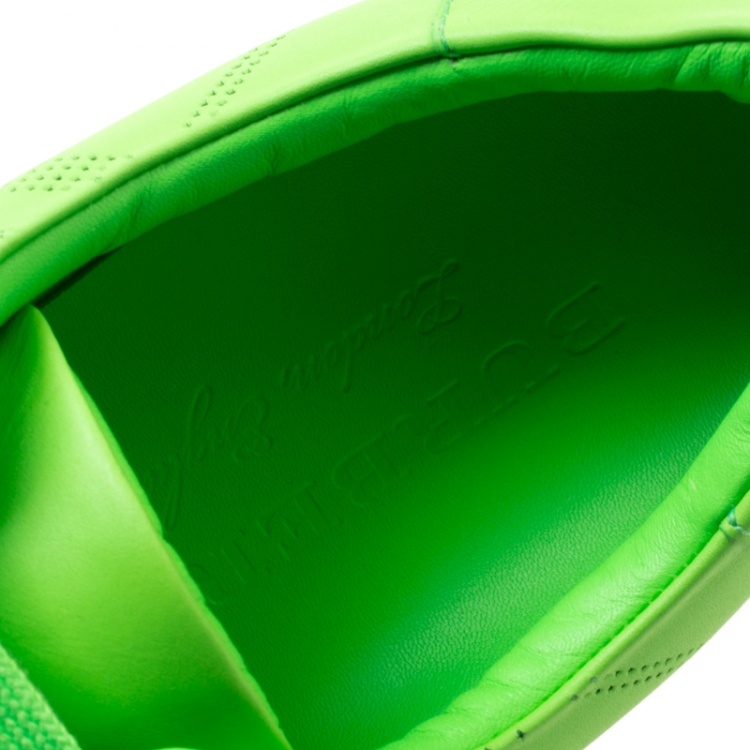 Pre Owned Burberry Florescent Green Perforated Leather Check Albert Sneakers Size 41