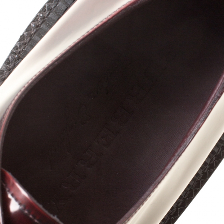 Pre Owned Burberry Burgundy Leather Lace Up Platform Creepers Size 45