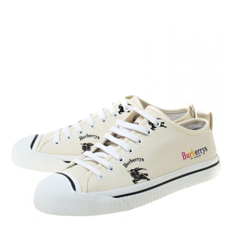 Pre Owned Burberry Cream Printed Canvas Low Top Sneakers Size 41