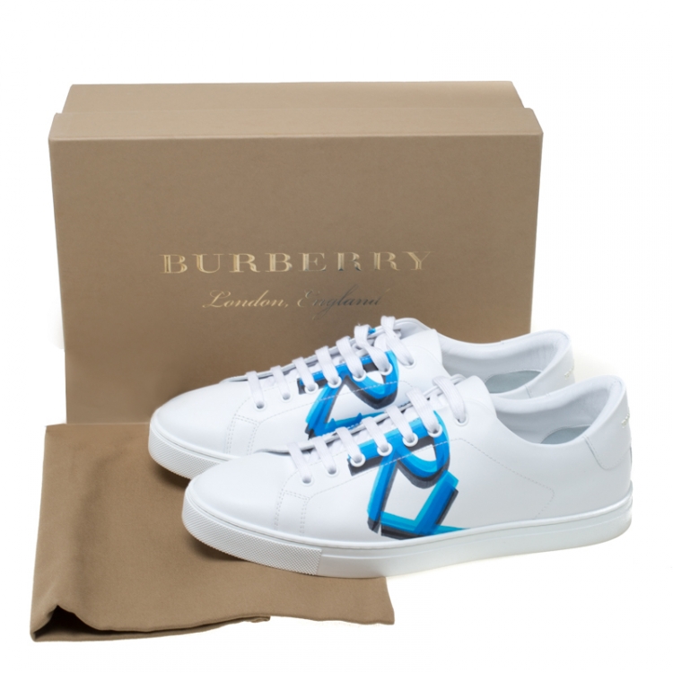 مملوكة مسبقًا Burberry White Leather Albert Sneakers Size 43.5