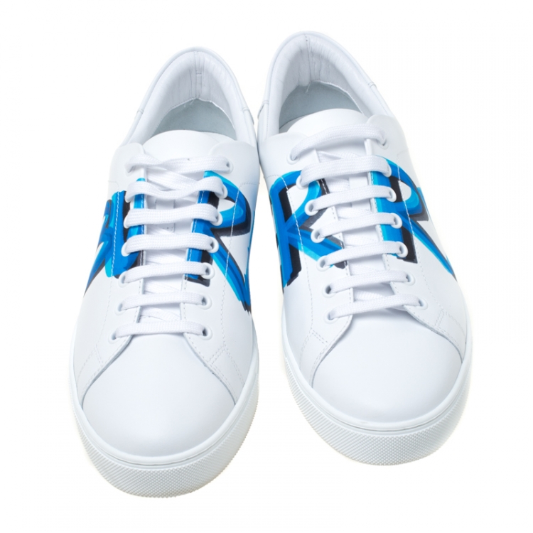 مملوكة مسبقًا Burberry White Leather Albert Sneakers Size 43.5