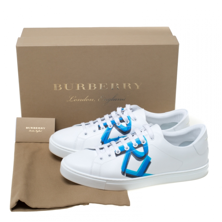 Pre Owned Burberry White Leather Albert Sneakers Size 44