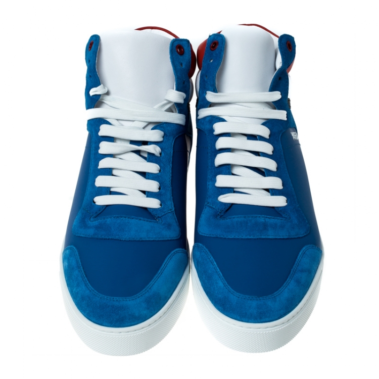 Pre Owned Burberry Blue Suede Leather Reeth High Top Sneakers Size 45