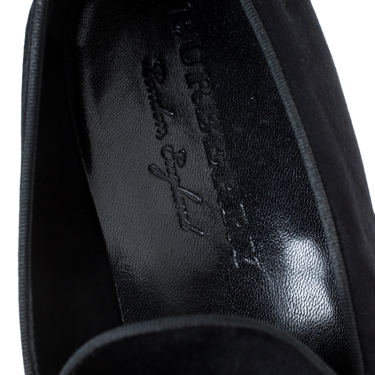 Pre Owned Burberry Black Velvet Tassel Slip On Loafers Size 46