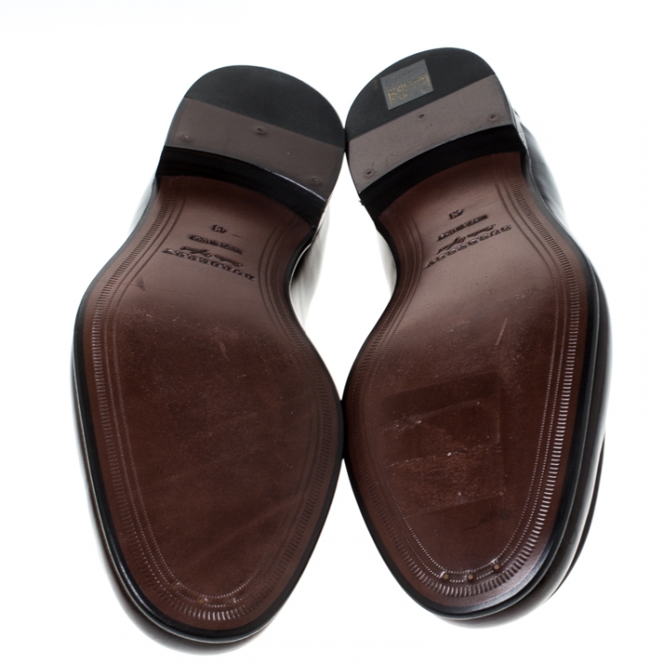 Pre Owned  Burberry Burgundy Leather Solway Slip On Loafers Size 43