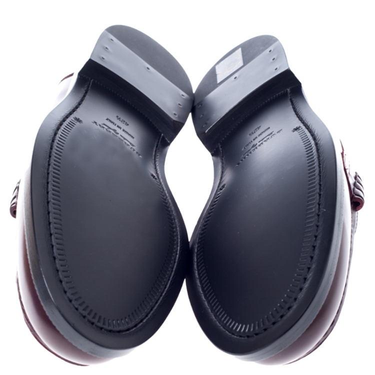Pre Owned Burbery Dark Burgundy Leather Bedmont Loafers Size 42.5