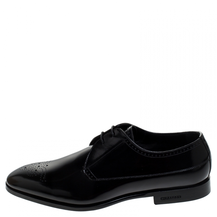 Pre Owned Burberry Black Leather Cranbrook Lace Up Derby Size 42