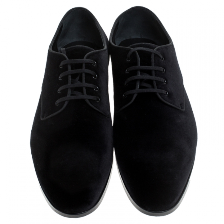 Pre Owned Burberry Black Velvet Menning Derby Size 43