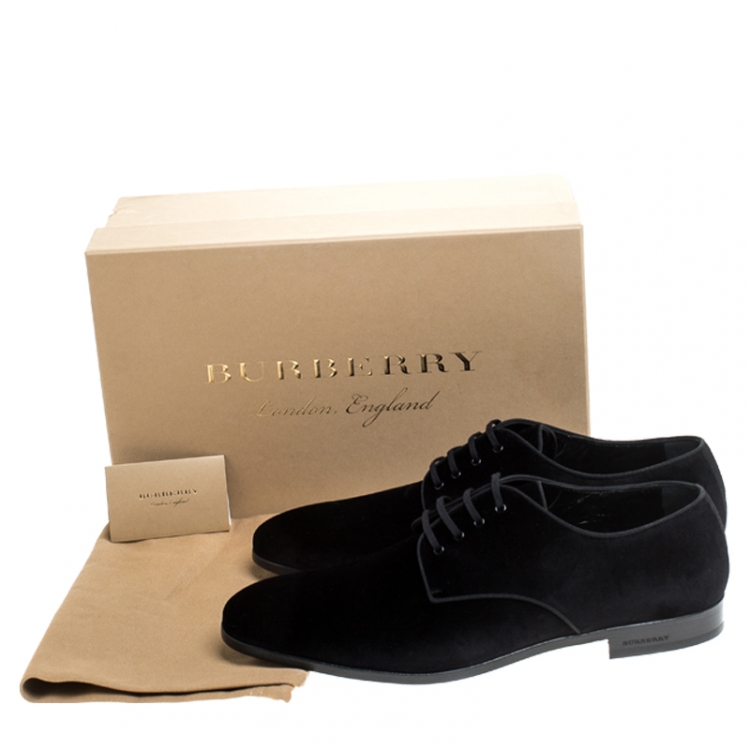 Pre Owned Burberry Black Velvet Menning Derby Size 43