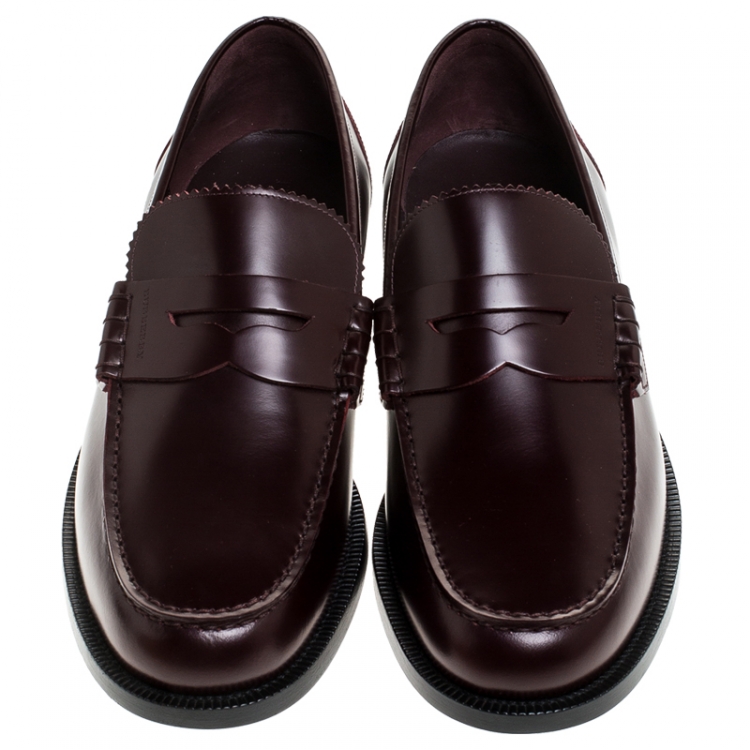 Pre Owned Burbery Burgundy Leather Bedmont Penny Loafers Size 45