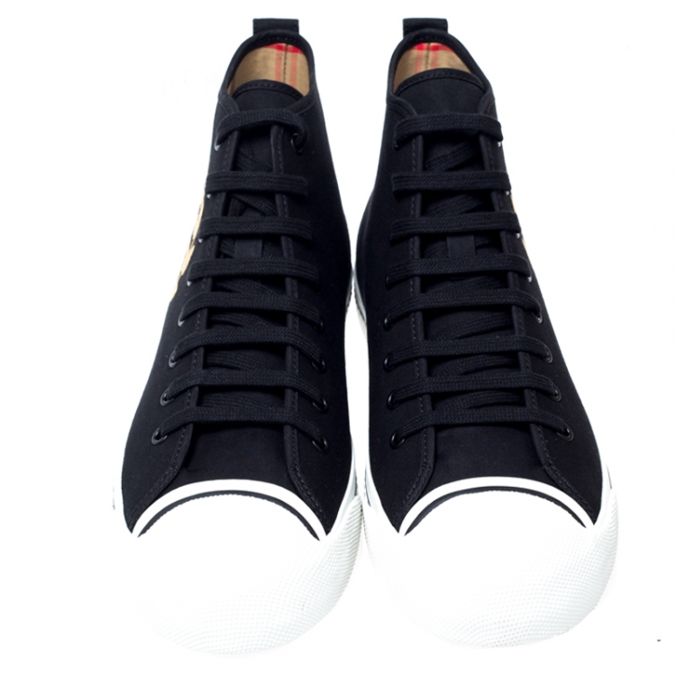 Pre Owned Burberry Black Canvas Kingly High Top Sneakers Size 44