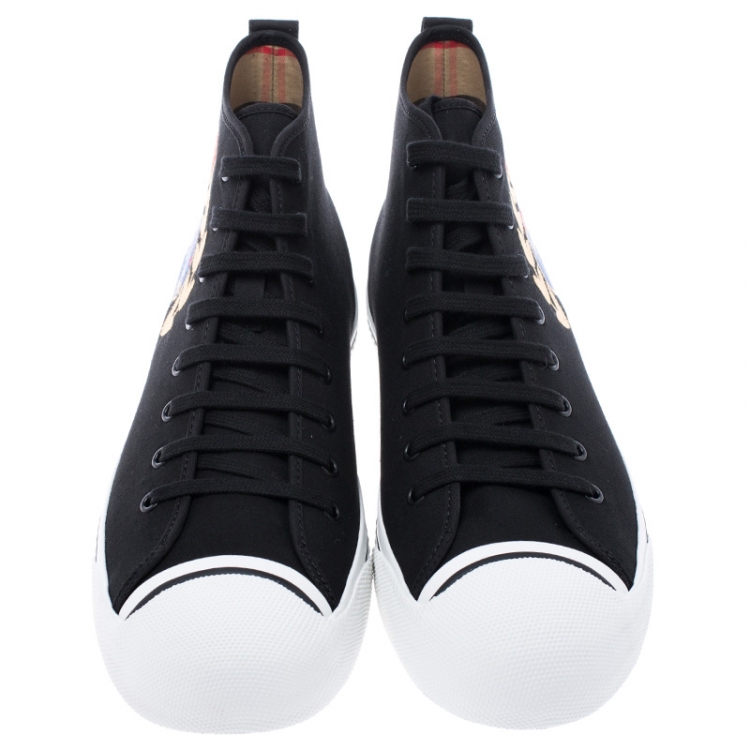 Pre Owned Burberry Black Canvas Kingly High Top Sneakers Size 44.5