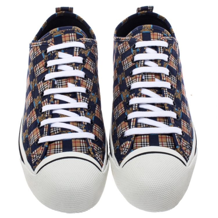 Pre Owned Burberry Multicolor Printed Fabric Kingly Low Top Sneakers Size 44