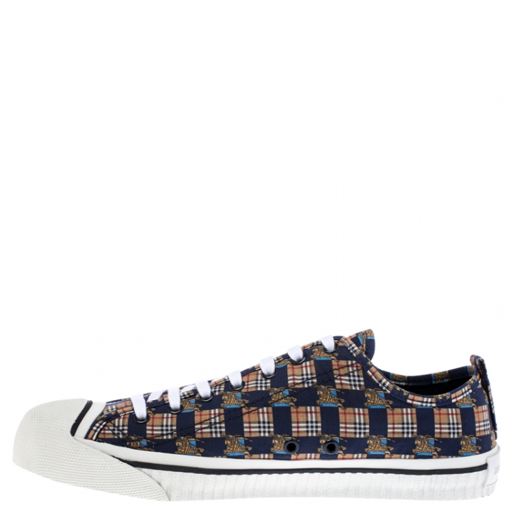 Pre Owned Burberry Multicolor Printed Fabric Kingly Low Top Sneakers Size 44