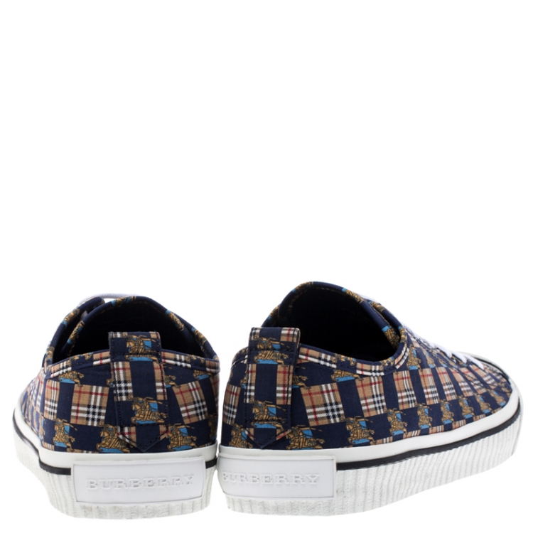 Pre Owned Burberry Multicolor Printed Fabric Kingly Low Top Sneakers Size 44