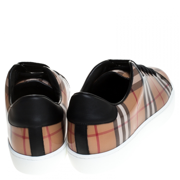 Pre Owned Burberry Beige Nova Check PVC and Canvas Westford Low Top Sneakers Size 41