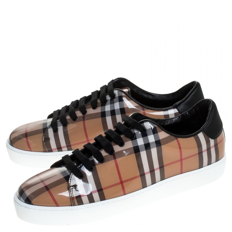 Pre Owned Burberry Beige Nova Check PVC and Canvas Westford Low Top Sneakers Size 41