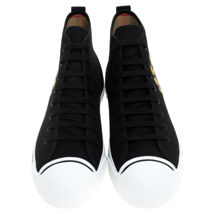 Pre Owned Burberry Black Canvas Kingly High Top Sneakers Size 44