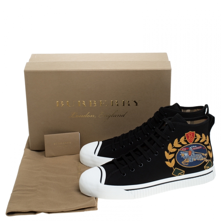 Pre Owned Burberry Black Canvas Kingly High Top Sneakers Size 44