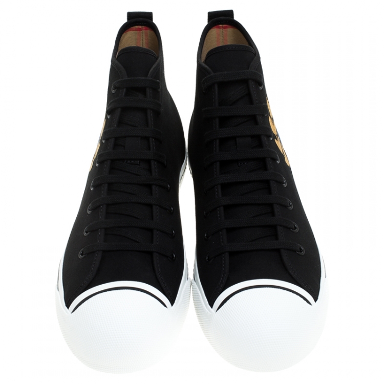 Pre Owned Burberry Black Canvas Kingly High Top Sneakers Size 43.5
