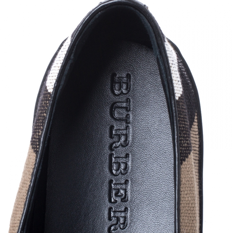 Pre Owned Burberry Brown/Black  Canvas Gauden Slip on Sneakers Size 39