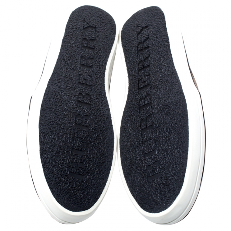 Pre Owned Burberry Brown/Black  Canvas Gauden Slip on Sneakers Size 39